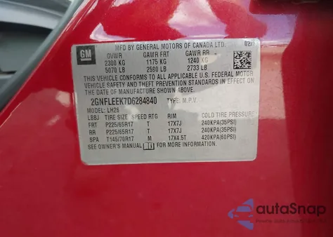 2013 Chevrolet Equinox 1Lt из США, поврежденный, VIN 2GNFLEEK7D6284840